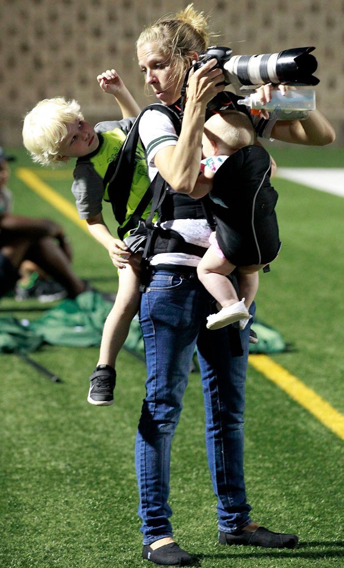 woman multitasking